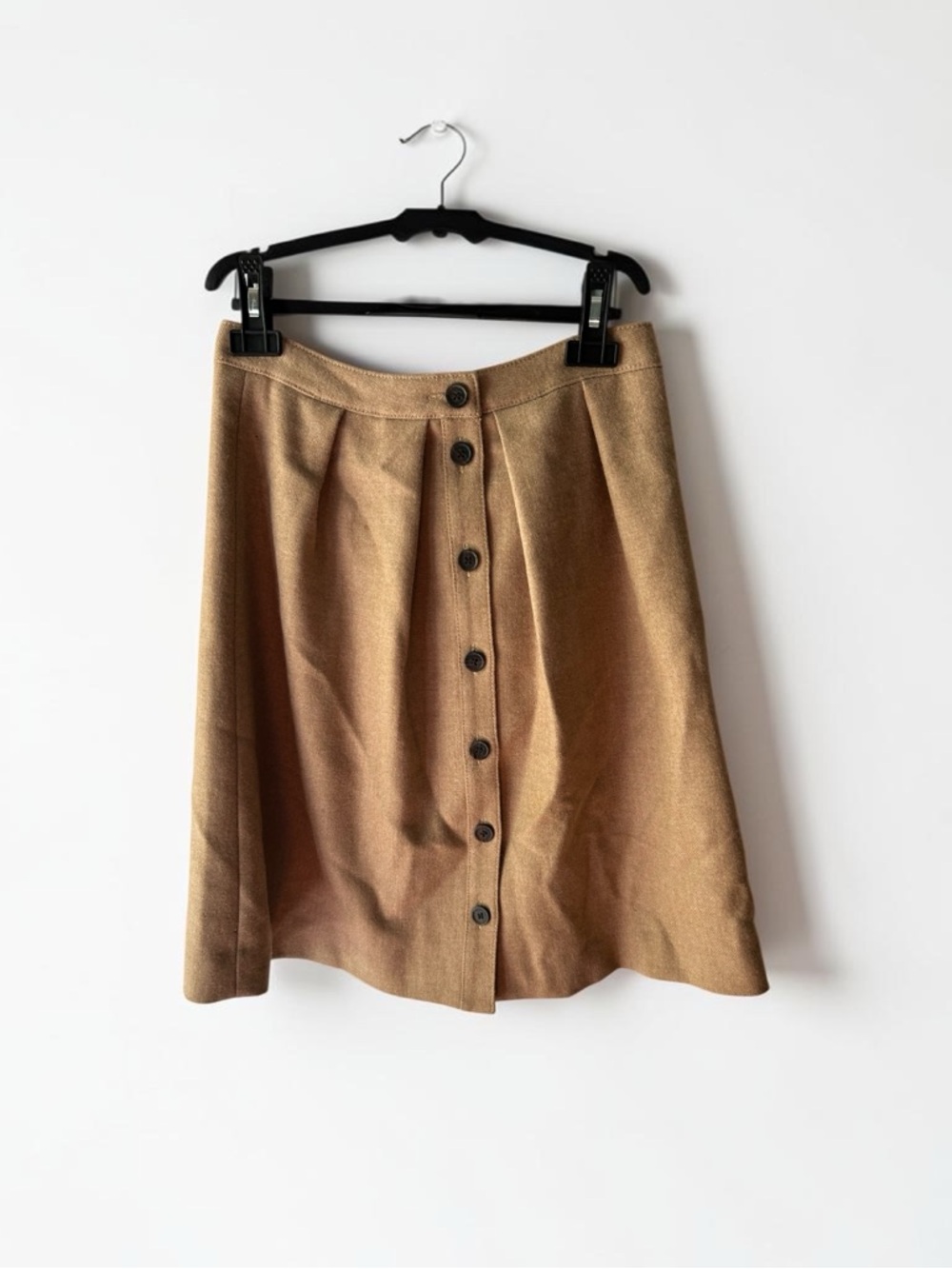 J.Crew wool-blend button-front A-line skirt Camel color